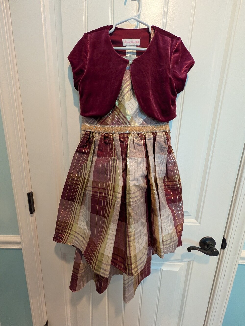 Bonnie Jean Purple and Gold Plaid Holiday Dress